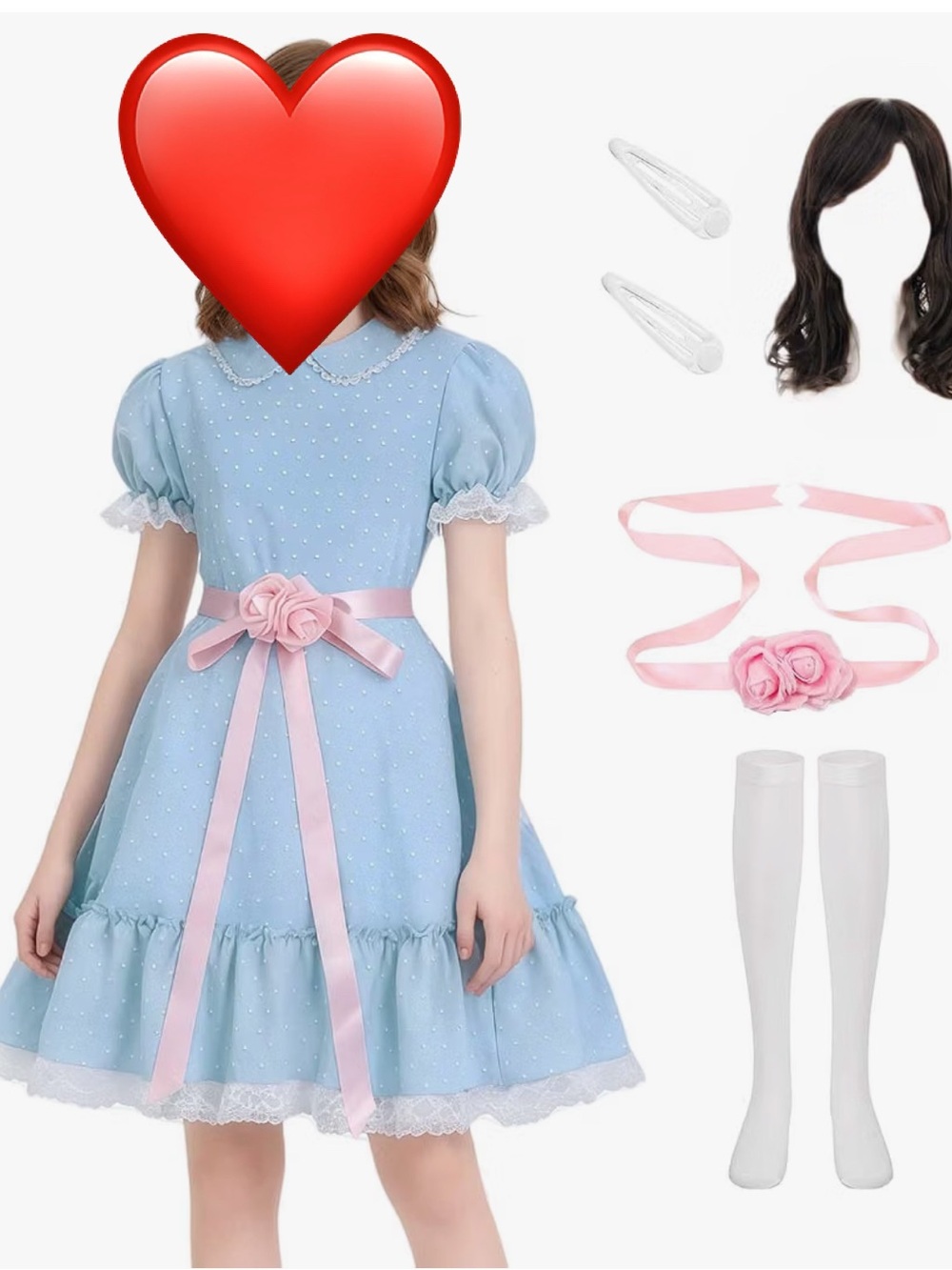 Cabeny Girls Cute Blue Dress for Doll Halloween Costume